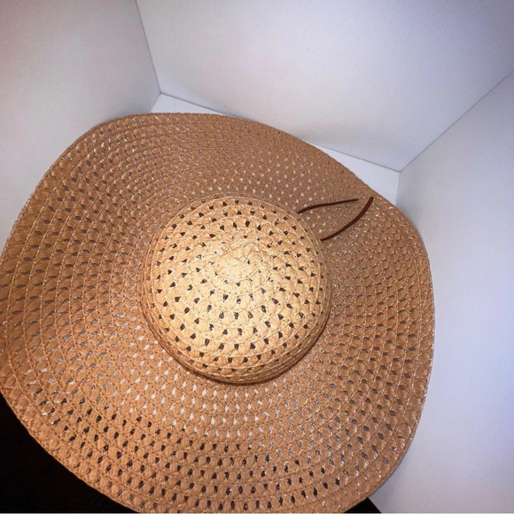 J.CrewTan open wicker clear mesh lining 5.5 inch brim Brown metallic tassel tie - Picture 7 of 7